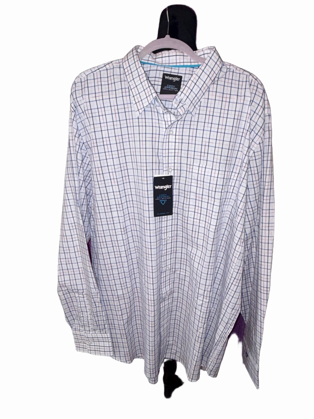 🆕💜 NWT Wrangler Cody Johnson Men’s 2XLT Blue Plaid Western Shirt